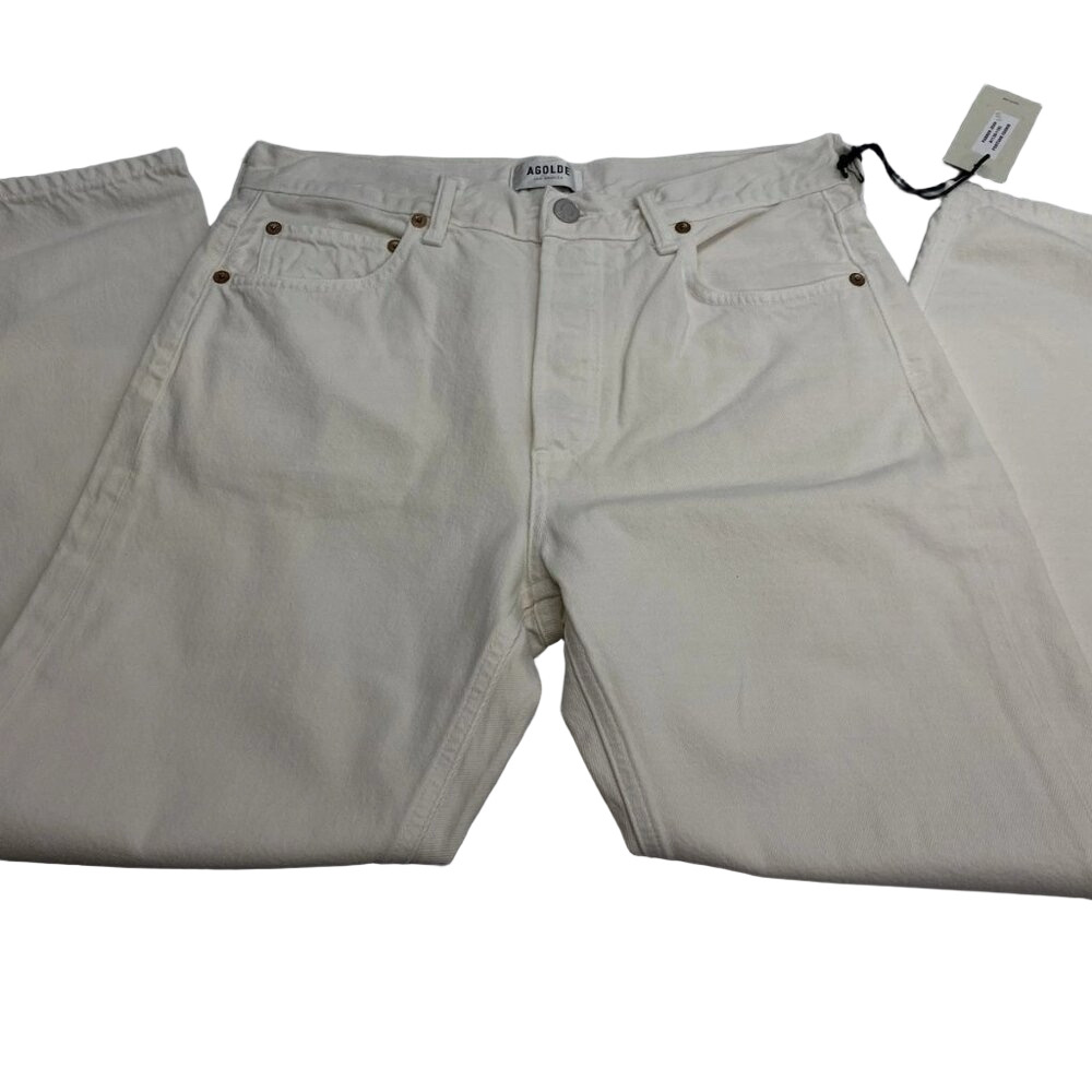NEW AGOLDE Women’s Parker Straight Denim Jeans Fortune Cookie White